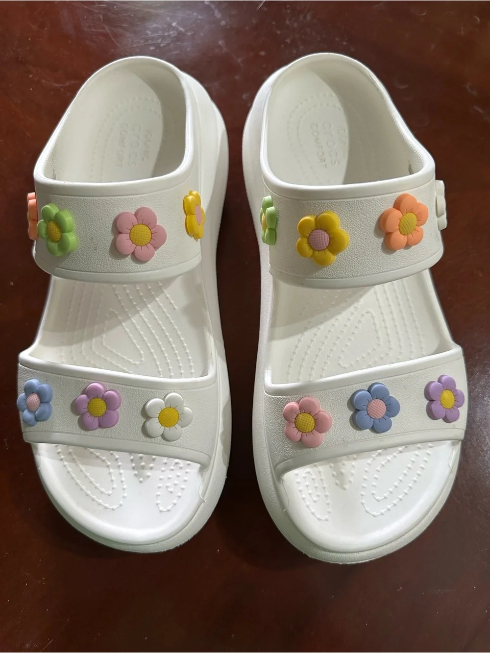 CROCS Adult Classic Crush Sandals with Pastel Flower Charms